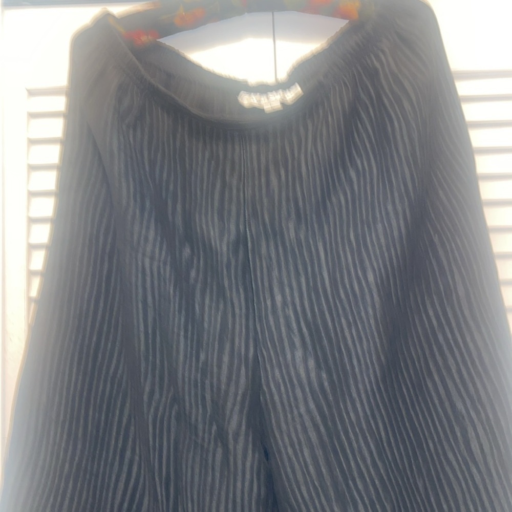 Caroline Rose pants silk linen blend striped wide leg - Picture 4 of 7